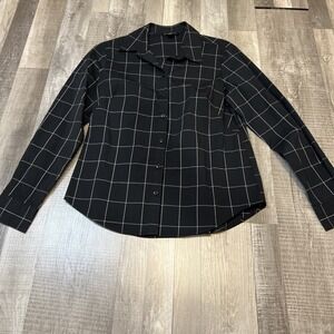 Zac & Rachel Womens Black White Striped Long Sleeve Button up Shirt Size M